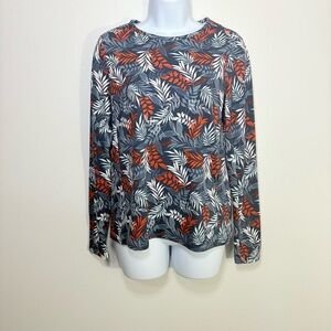 NWT Hang Ten UV Protection Top with Floral Design Blue&Red SzS Beach Vacation